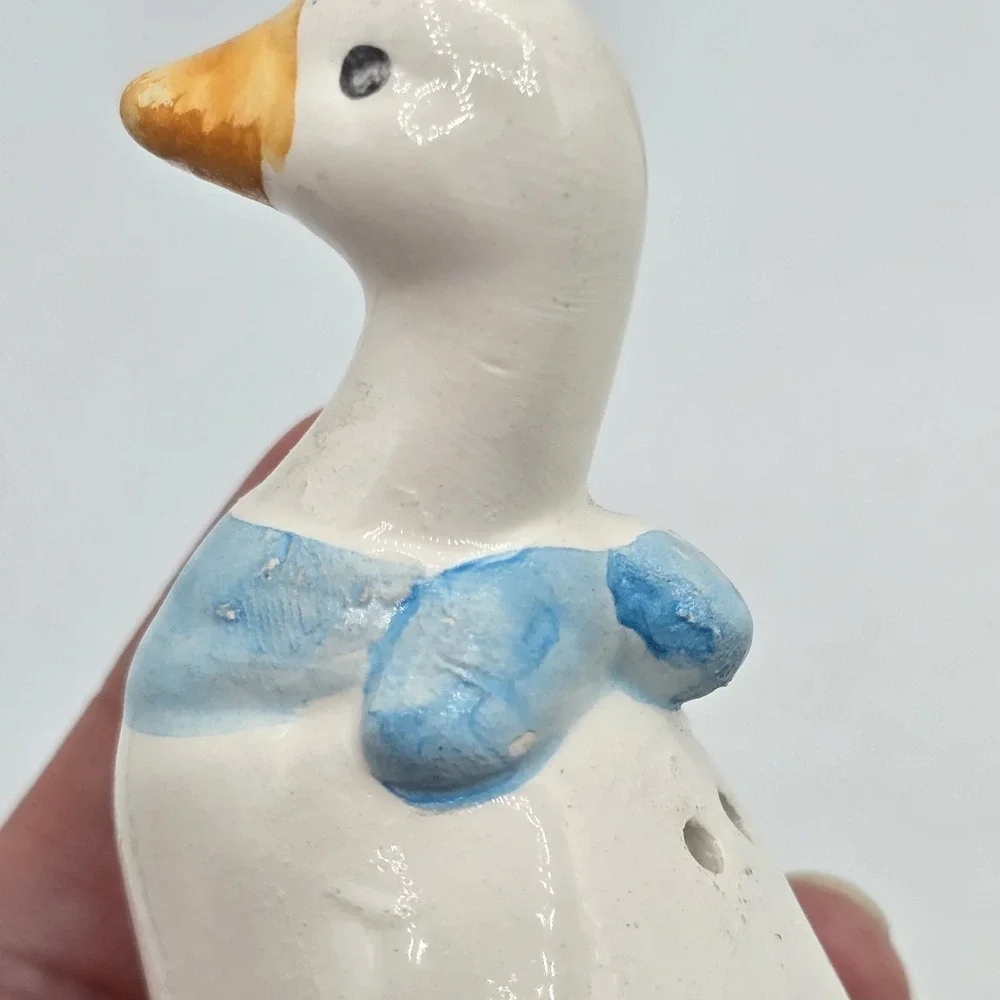Vintage Goose Duck Salt & Pepper Shakers Pink Blue Bandana Taiwan Cottagecore